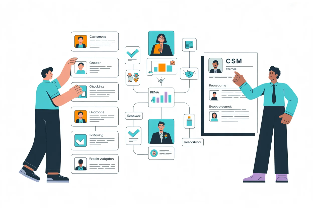Customer success manager checking resume against retention and adoption requirements.