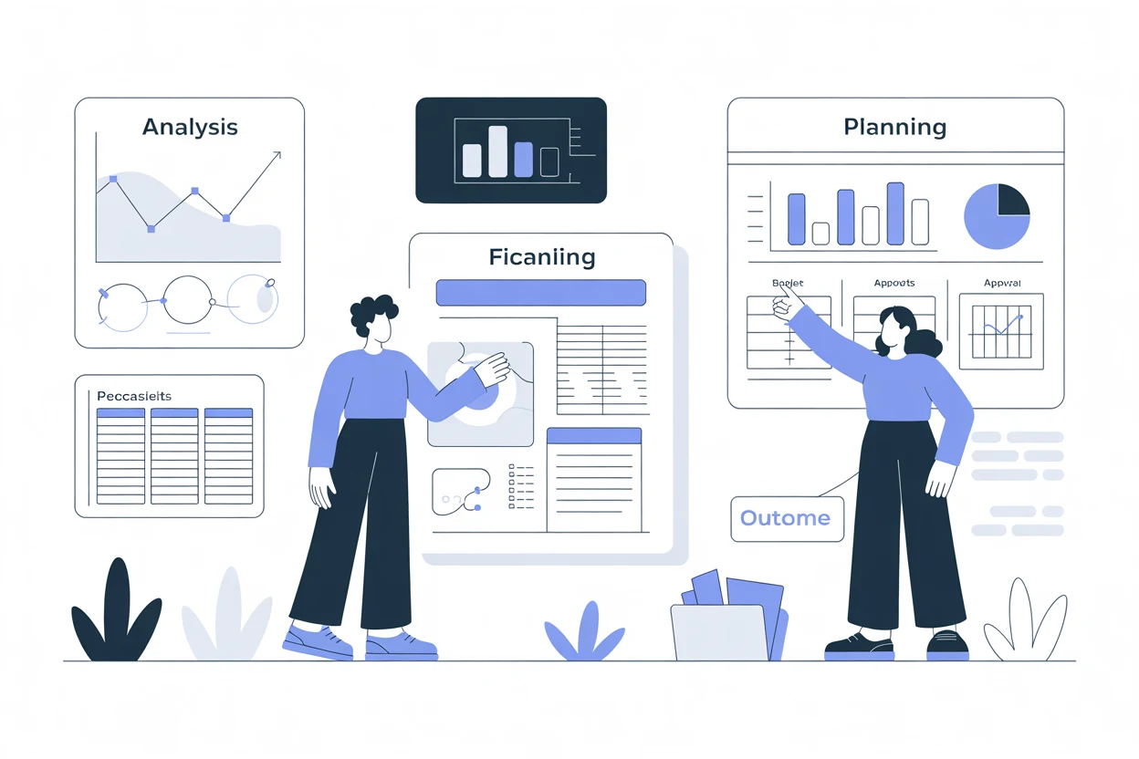 Financial analyst reviewing forecast assumptions and business variance trends before updating a resume.